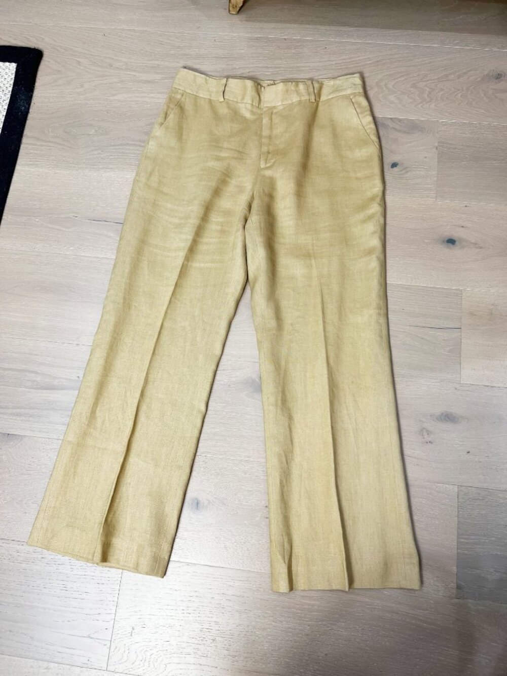 LAUREN RALPH LAUREN Linen Straight Leg Trousers Sz 12 Coconut Beige Lined